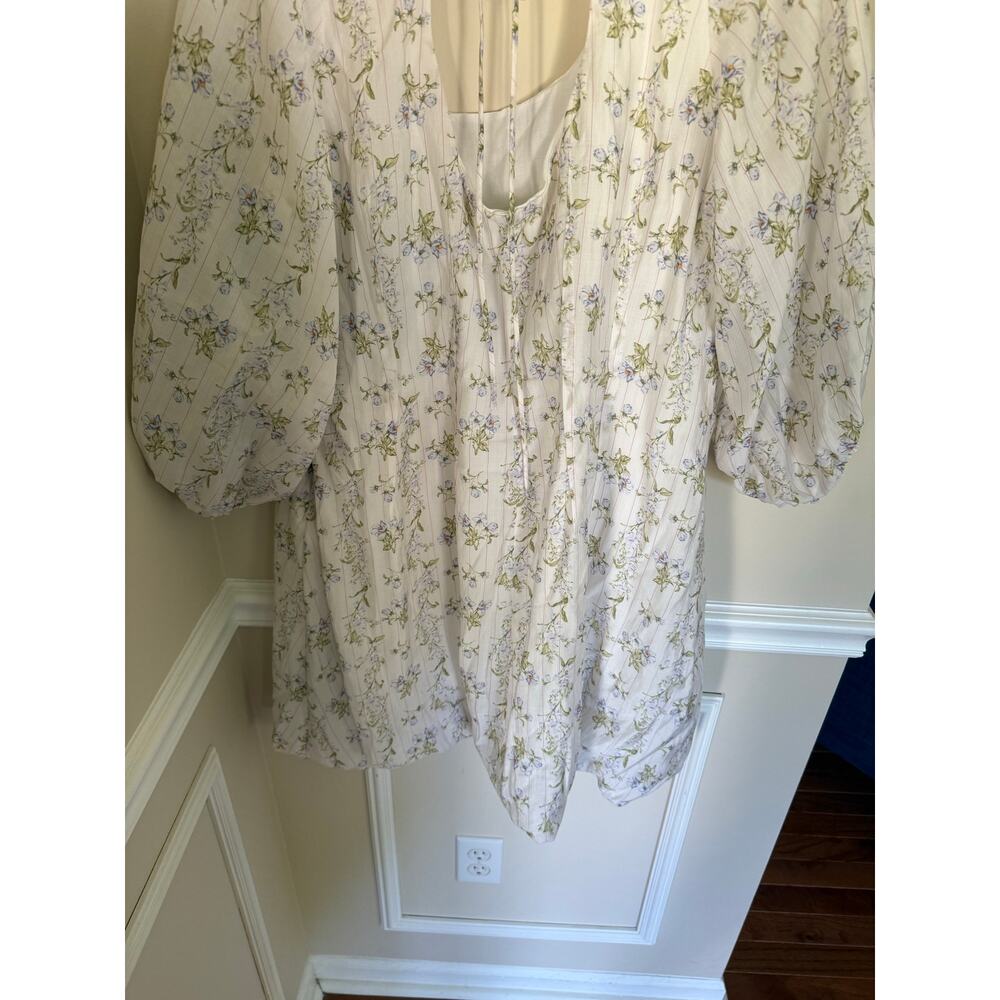 H&M X Brock Collection | Preppy Summer Floral Cottagecore Bubblehem Mini Dress - Picture 11 of 15